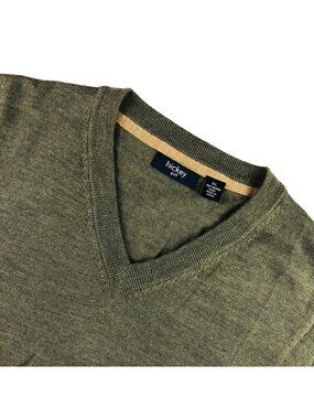 Hickey Golf Men's 100% Merino Wool V-Neck Sweater Green • XL